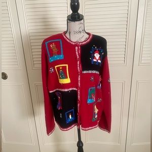 Karen Scott red ugly Christmas sweater vintage charming